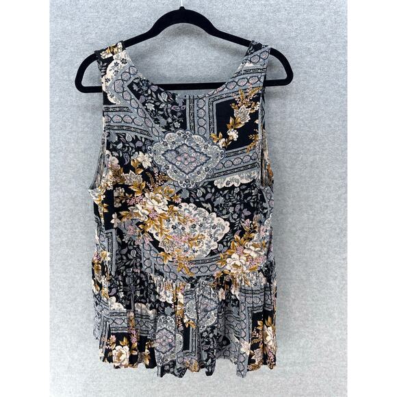 American Eagle Women's sz L BOHO Flowy Sleeveless Tank Top Buttons Floral - Picture 2 of 8